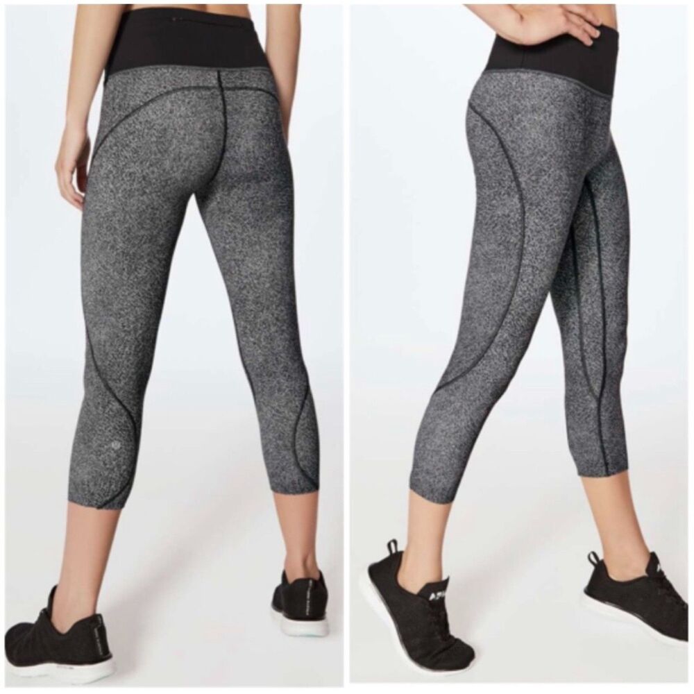 Lululemon Run the day Crop legging Fractal dark starlight sz 6